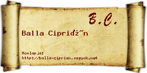 Balla Ciprián névjegykártya